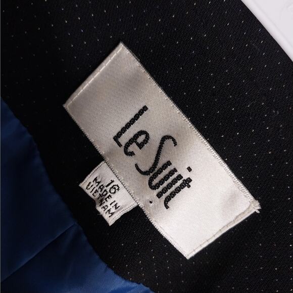 LE SUIT! RICH BLACK MICRODOT, WIDE LAPEL 2PC SKIRT & JACKET SUIT SET! SZ 16 - Picture 12 of 14